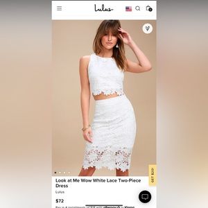 Lulus Look at Me Wow White Lace Two-Piece Dress